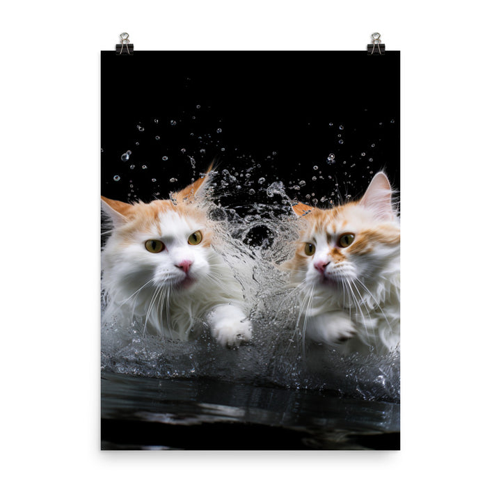 Graceful Turkish Van Cat Photo paper poster - PosterfyAI.com