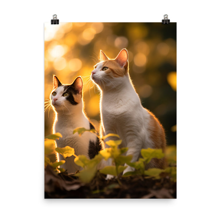 Japanese Bobtail Cat in Serene Outdoor Photo paper poster - PosterfyAI.com