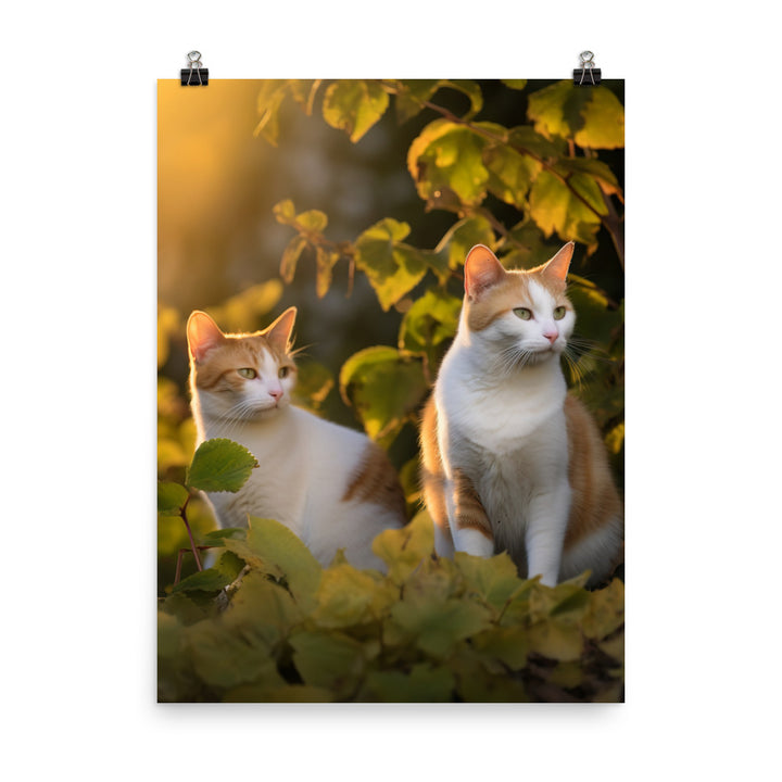 Japanese Bobtail Cat in Serene Outdoor Photo paper poster - PosterfyAI.com