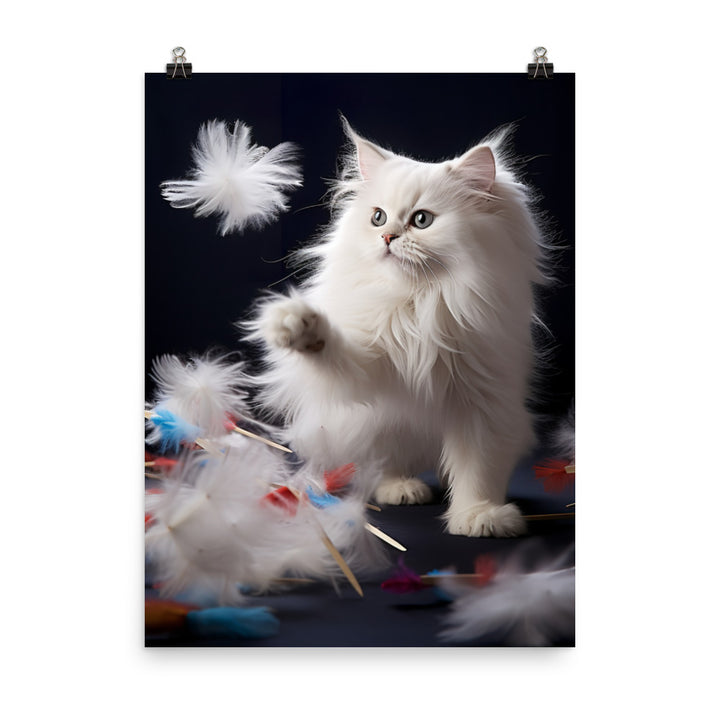 Persian Cat Playtime Photo paper poster - PosterfyAI.com
