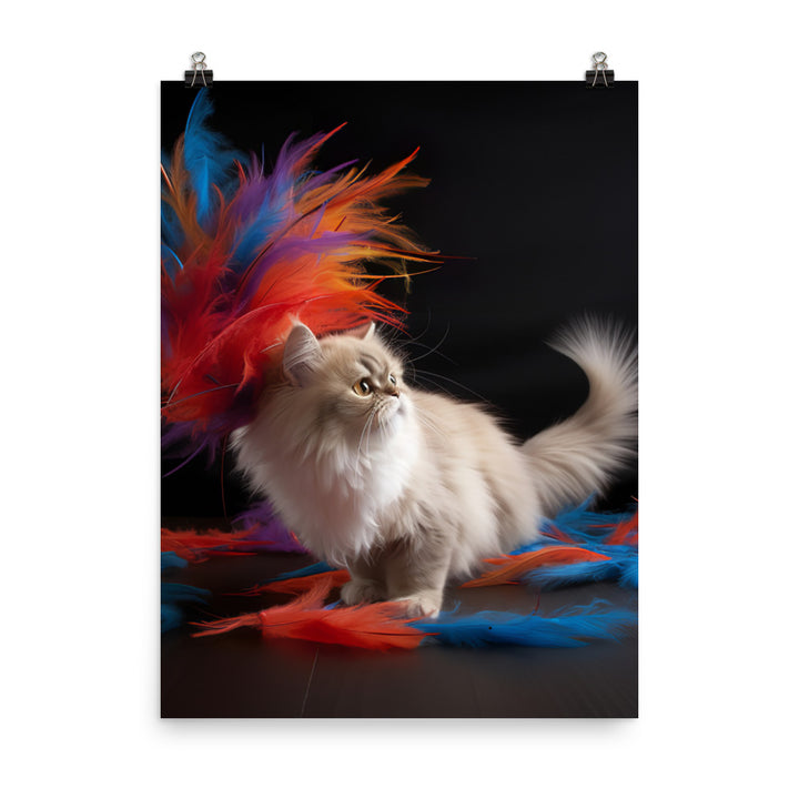 Persian Cat Playtime Photo paper poster - PosterfyAI.com