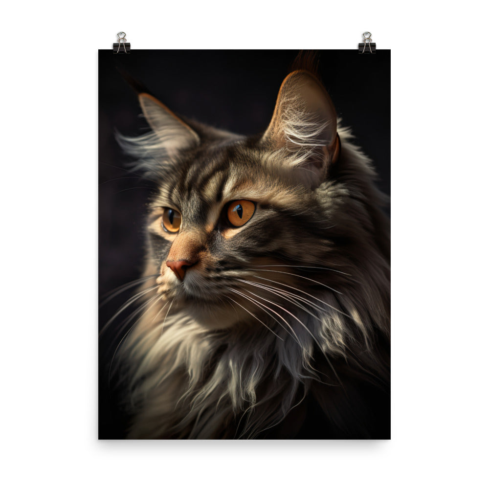 Majestic Maine Coon Portrait Photo paper poster - PosterfyAI.com