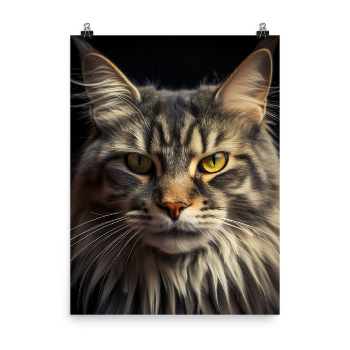 Majestic Maine Coon Portrait Photo paper poster - PosterfyAI.com