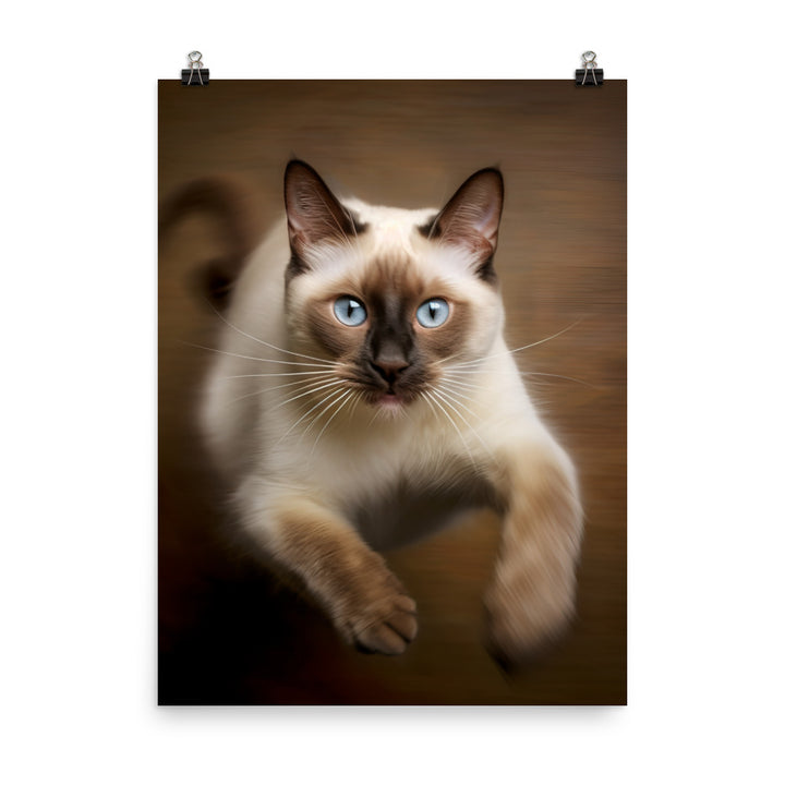 Graceful Siamese in Motion Photo paper poster - PosterfyAI.com