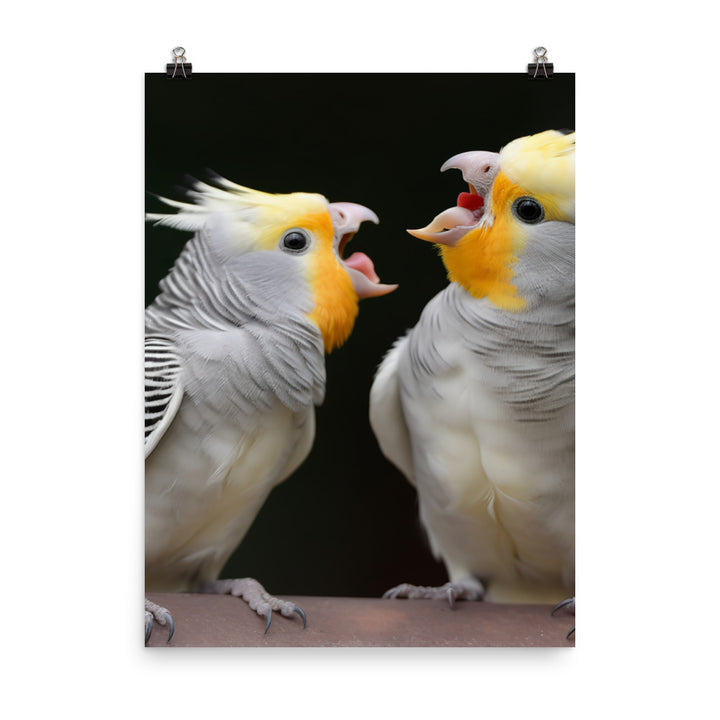 Chirpy Cockatiels Photo paper poster - PosterfyAI.com