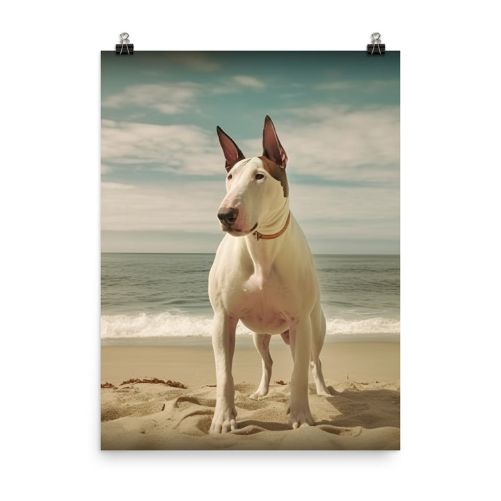 Bull Terrier on the Beach Photo paper poster - PosterfyAI.com
