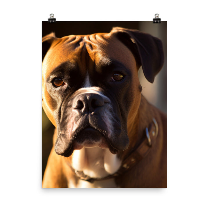Boxer Portrait in Sunlight Photo paper poster - PosterfyAI.com