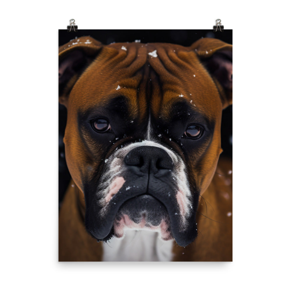 Boxer in the Snow Photo paper poster - PosterfyAI.com
