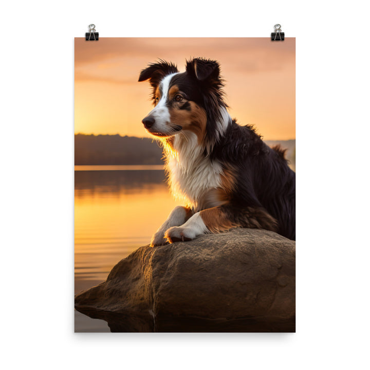 Border Collie at Sunset Photo paper poster - PosterfyAI.com
