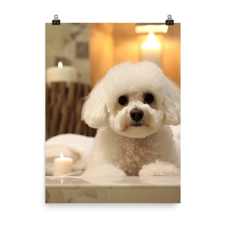 Bichon Frise in a Spa Photo paper poster - PosterfyAI.com