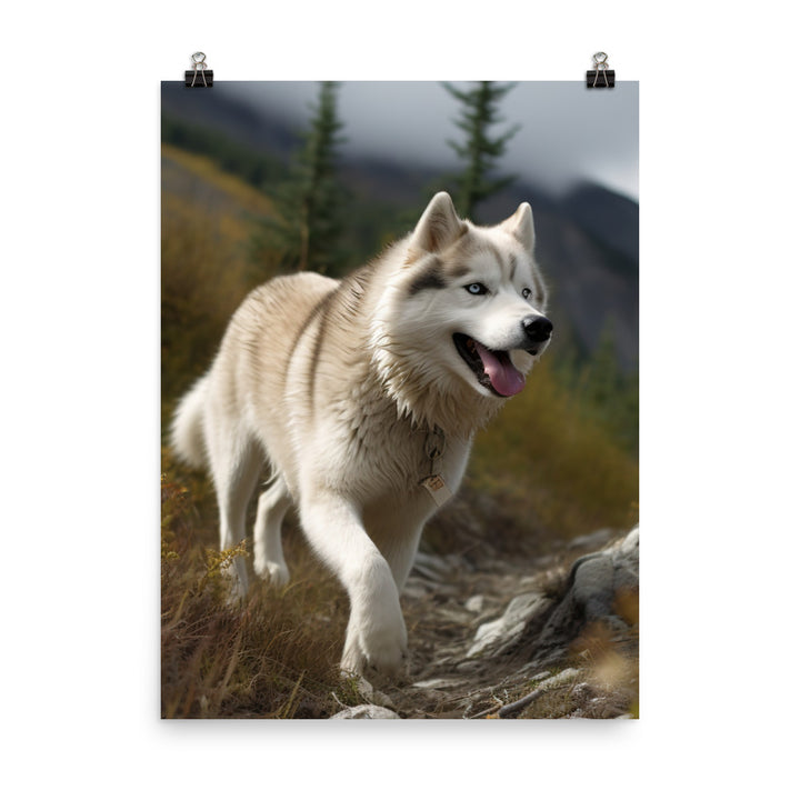 Alaskan Malamute on a Hike Photo paper poster - PosterfyAI.com