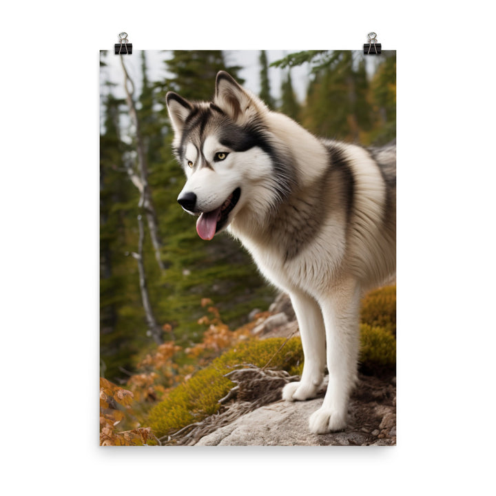 Alaskan Malamute on a Hike Photo paper poster - PosterfyAI.com