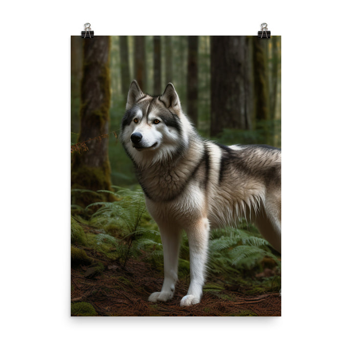 Alaskan Malamute in the Forest Photo paper poster - PosterfyAI.com