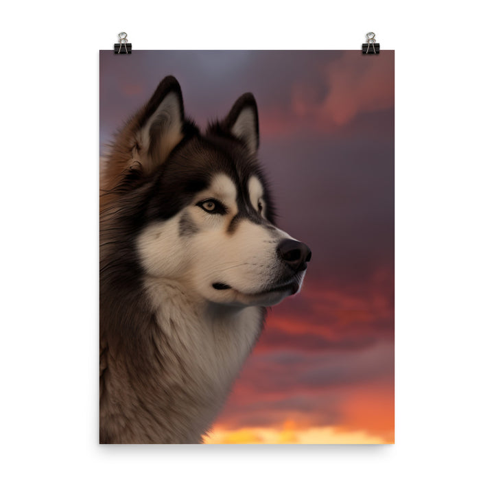 Alaskan Malamute at Sunset Photo paper poster - PosterfyAI.com