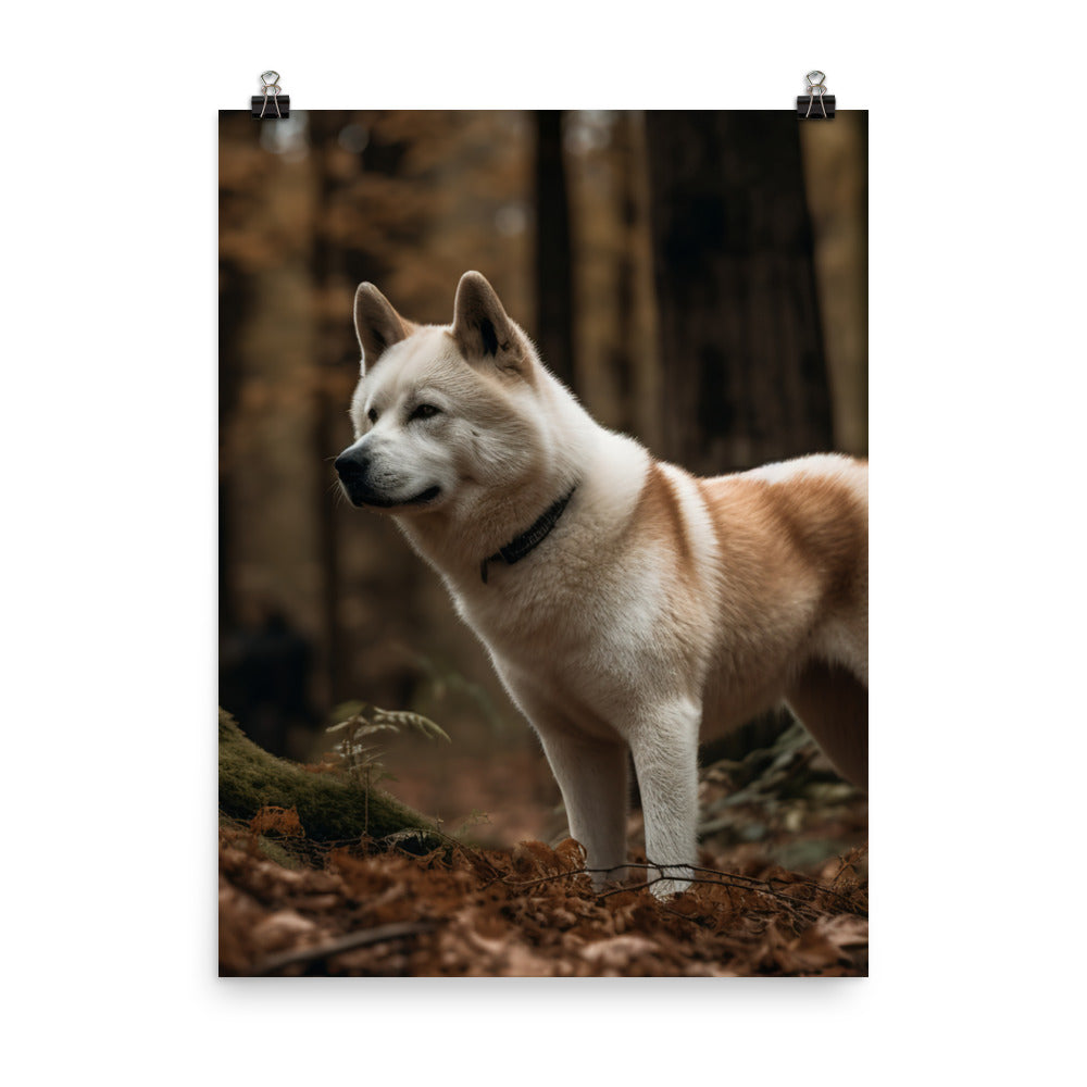 Akita Guarding the Forest Photo paper poster - PosterfyAI.com
