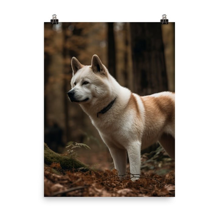 Akita Guarding the Forest Photo paper poster - PosterfyAI.com