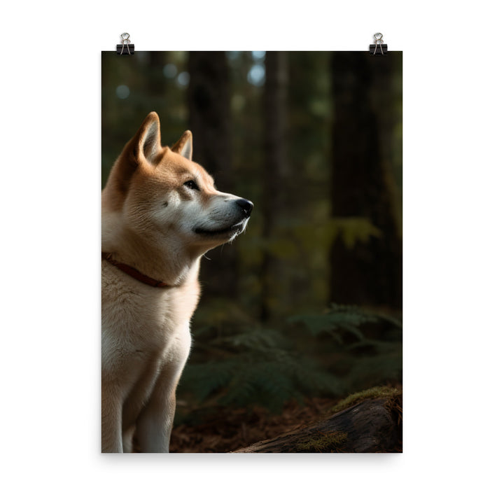 Akita Guarding the Forest Photo paper poster - PosterfyAI.com