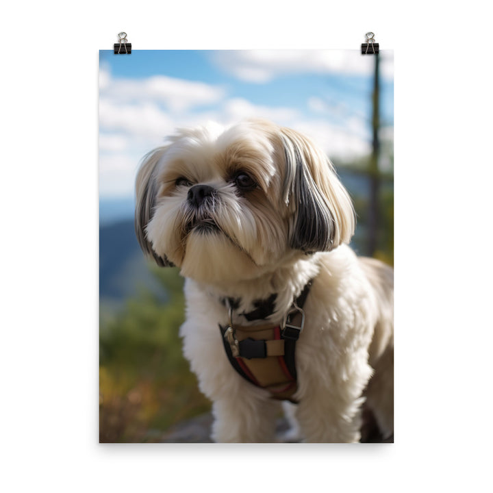 Adventurous Shih Tzu on a Hike Photo paper poster - PosterfyAI.com