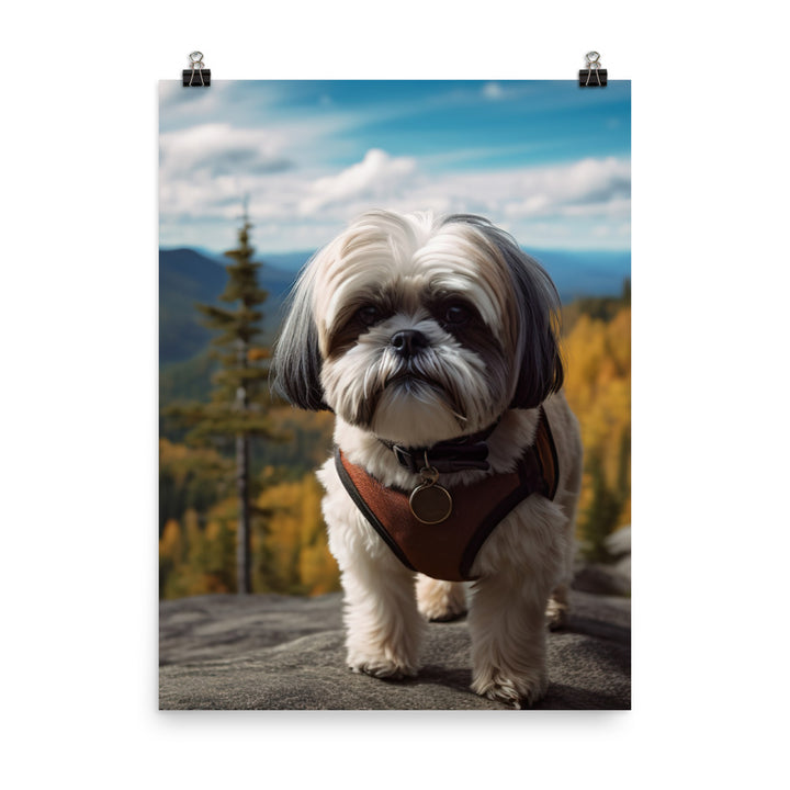 Adventurous Shih Tzu on a Hike Photo paper poster - PosterfyAI.com