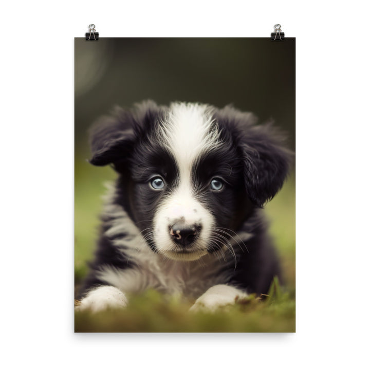 Adorable Border Collie Puppy Photo paper poster - PosterfyAI.com
