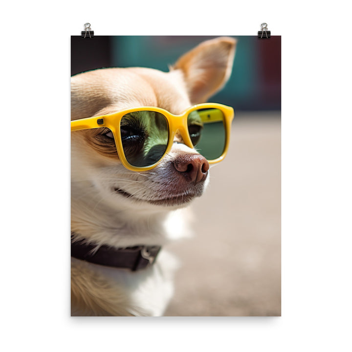 A Chihuahua wearing sunglasses Photo paper poster - PosterfyAI.com