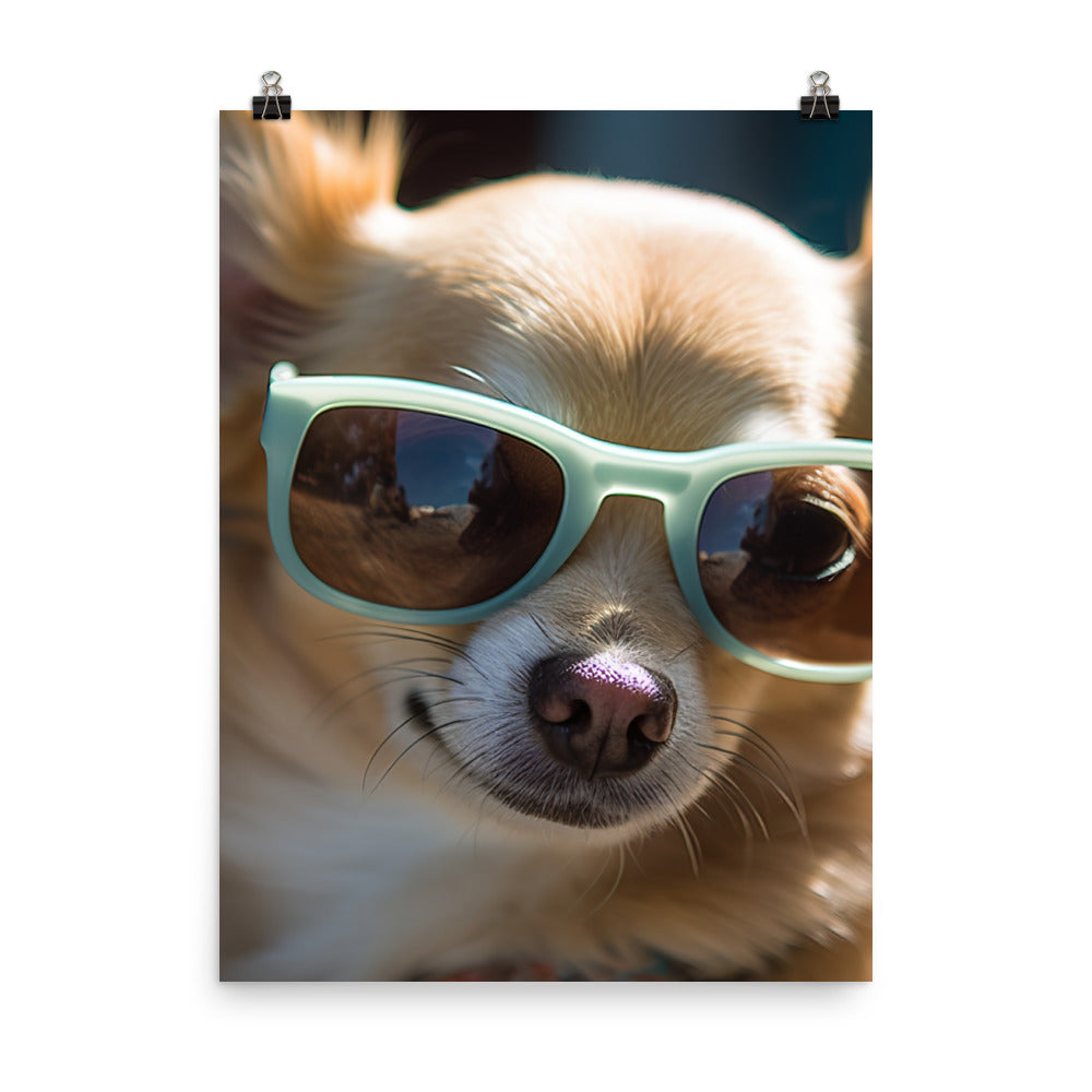 A Chihuahua wearing sunglasses Photo paper poster - PosterfyAI.com