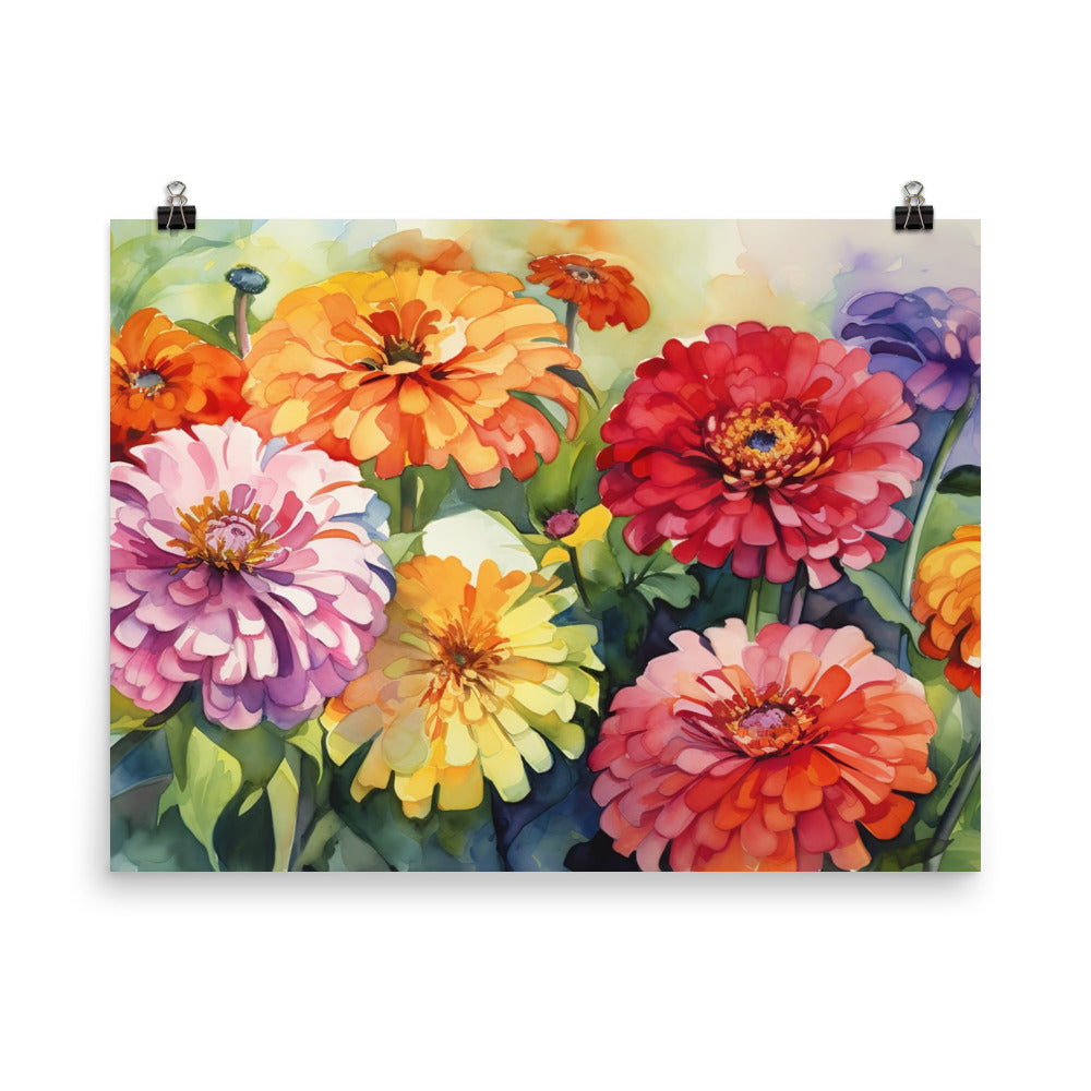 Vibrant Zinnias photo paper poster - Posterfy.AI