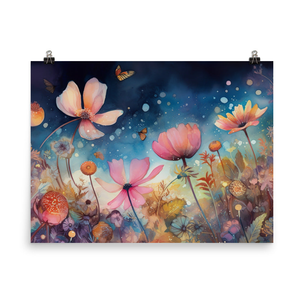 Enchanting Cosmos Gardens photo paper poster - Posterfy.AI