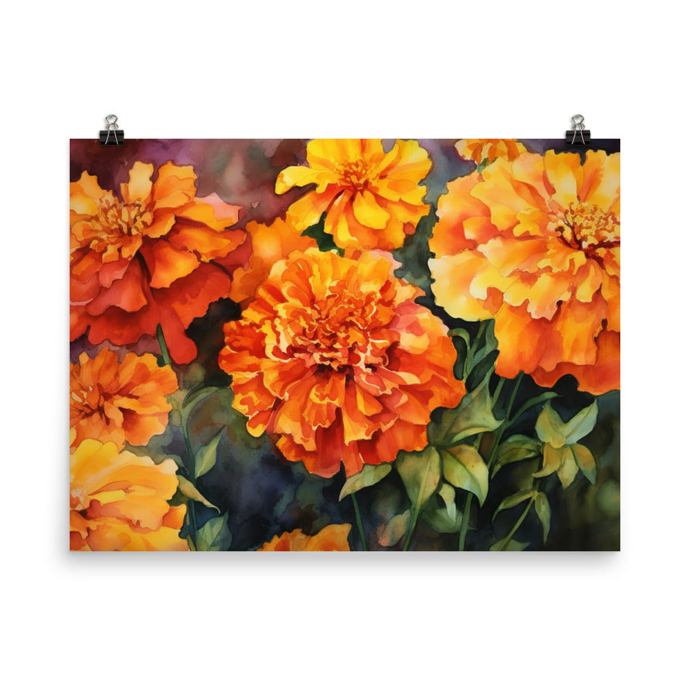 Marigolds in Full Bloom photo paper poster - Posterfy.AI