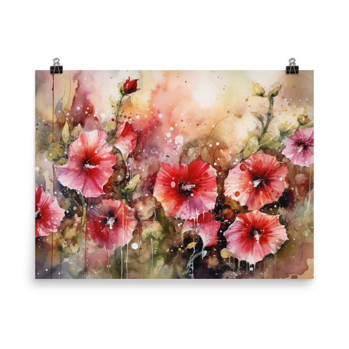 Symphony of Hollyhocks photo paper poster - Posterfy.AI