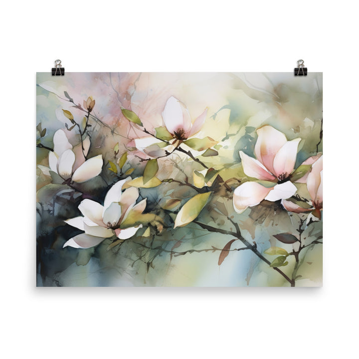 Magnolias in Tranquil Hues photo paper poster - Posterfy.AI