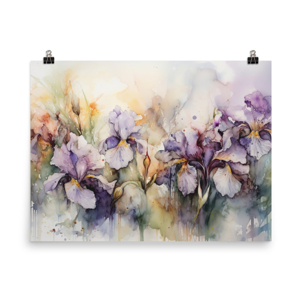 Watercolor Irises photo paper poster - Posterfy.AI