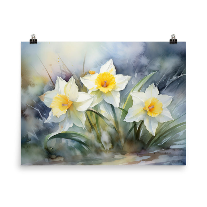 Watercolor Delicacy in Daffodils photo paper poster - Posterfy.AI