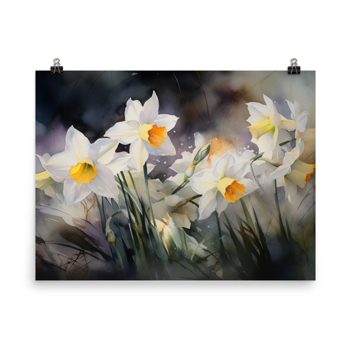 Watercolor Delicacy in Daffodils photo paper poster - Posterfy.AI