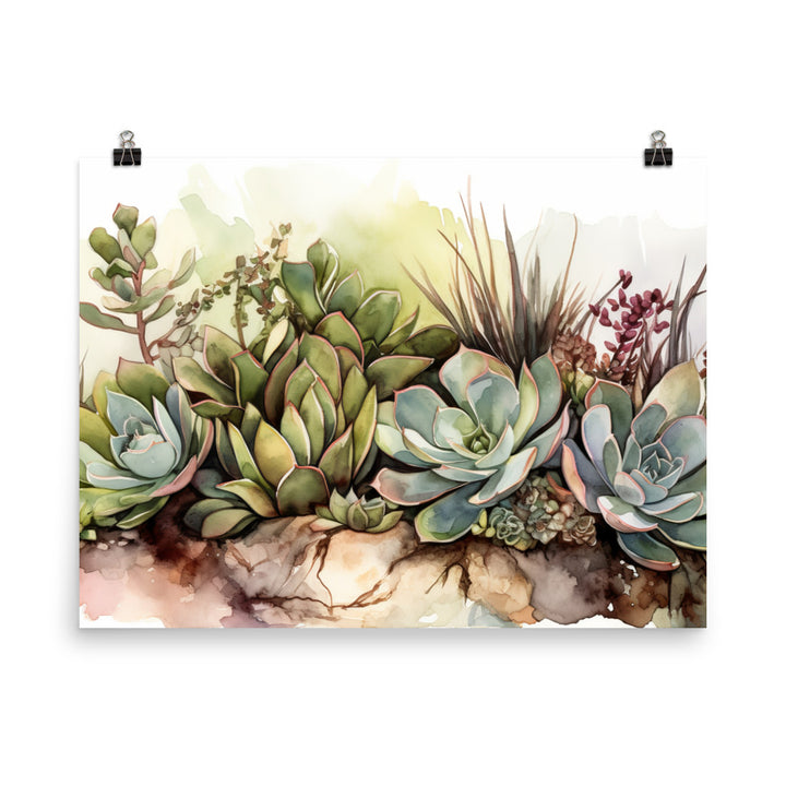 Serenity in Succulents photo paper poster - Posterfy.AI