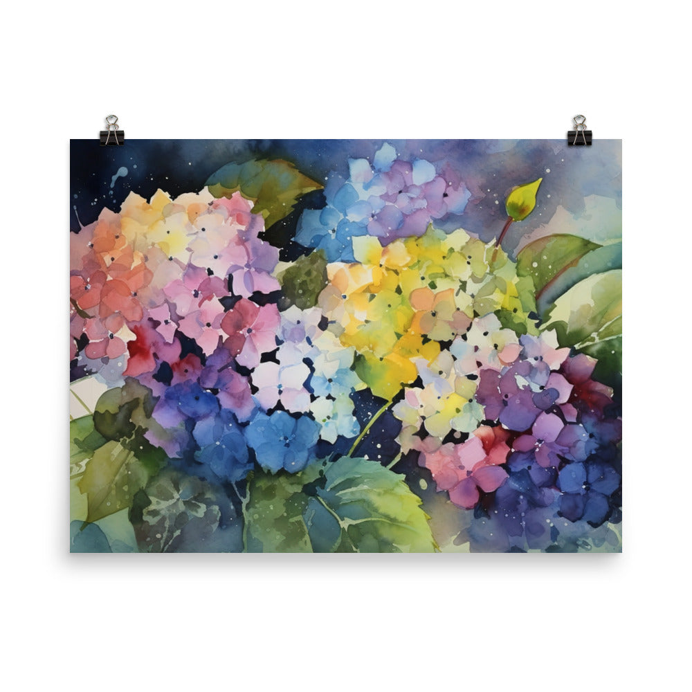 Whimsical Hydrangeas photo paper poster - Posterfy.AI