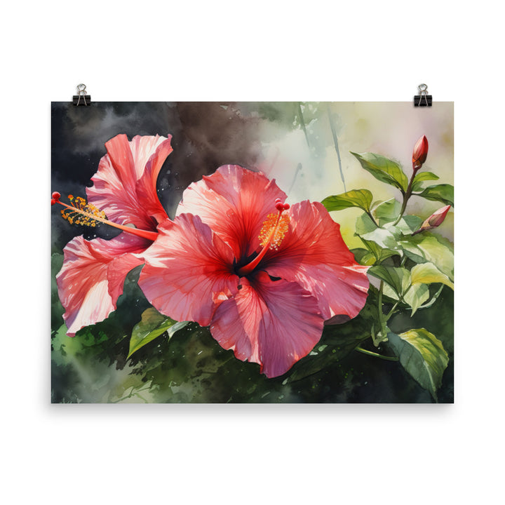 Hibiscus in Watercolor photo paper poster - Posterfy.AI