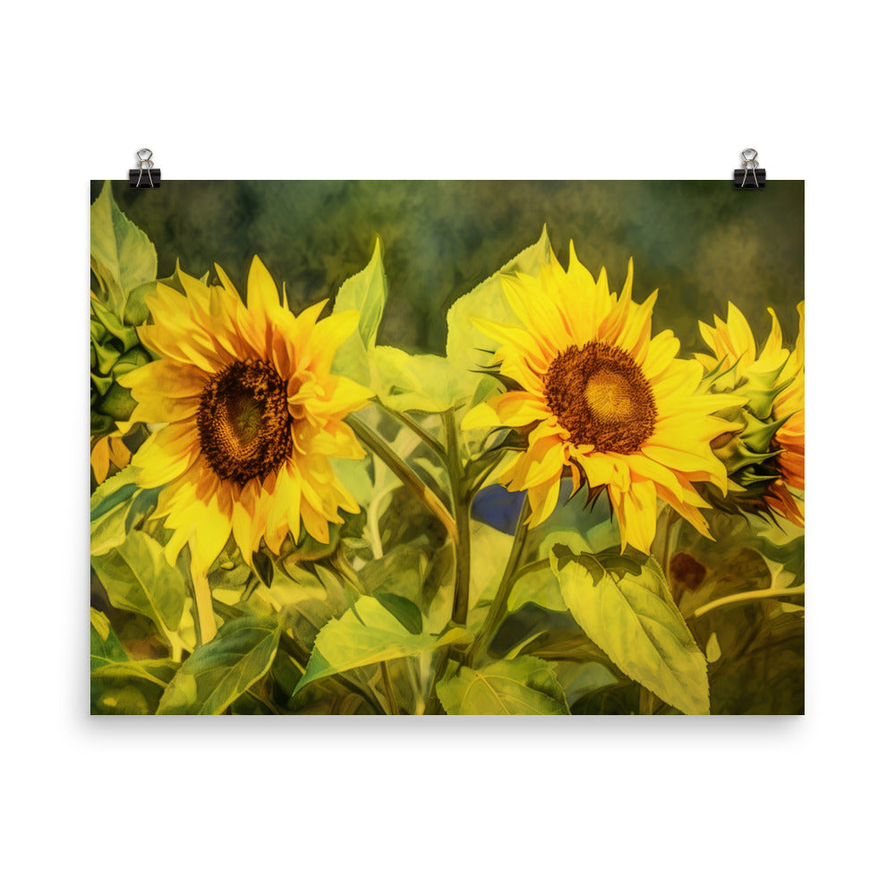 Serene Sunflowers photo paper poster - Posterfy.AI