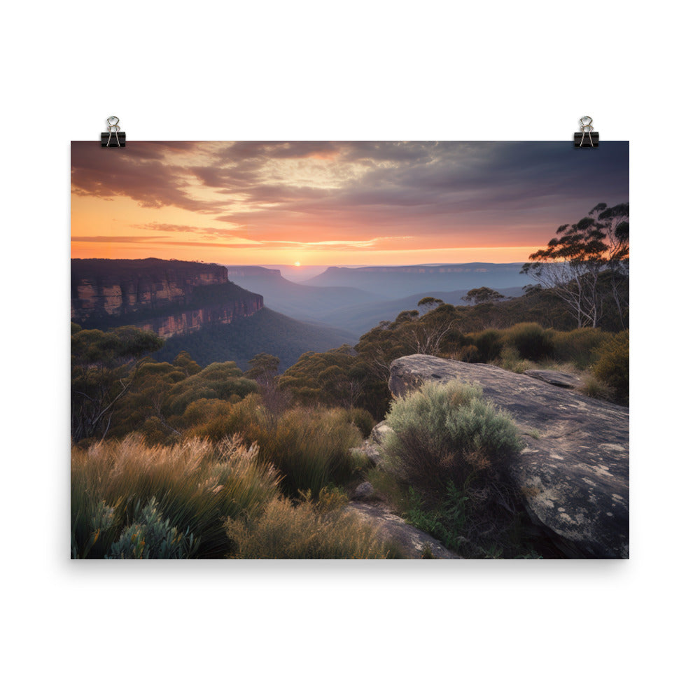 Blue Hour in the Blue Mountains photo paper poster - Posterfy.AI