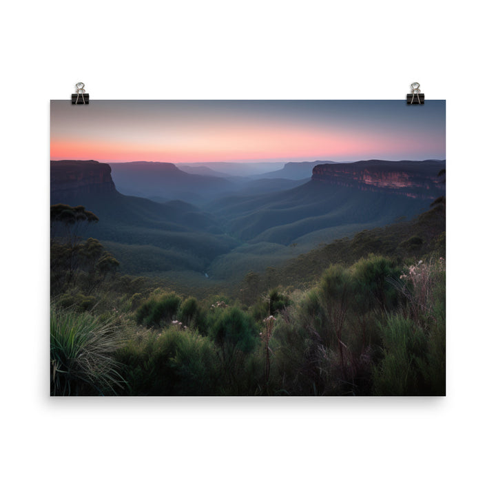 Blue Hour in the Blue Mountains photo paper poster - Posterfy.AI