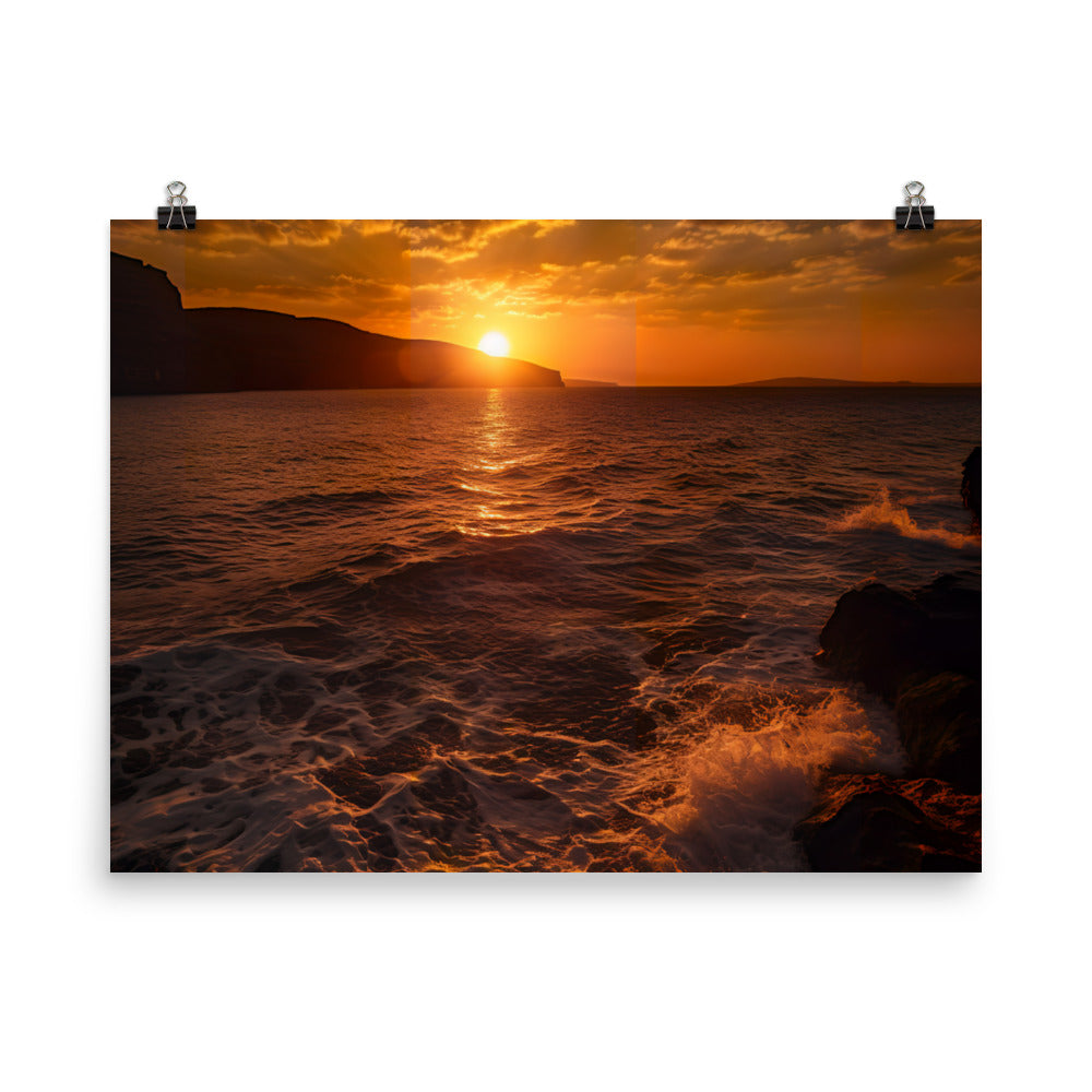 Golden Sunset over the Caldera photo paper poster - Posterfy.AI