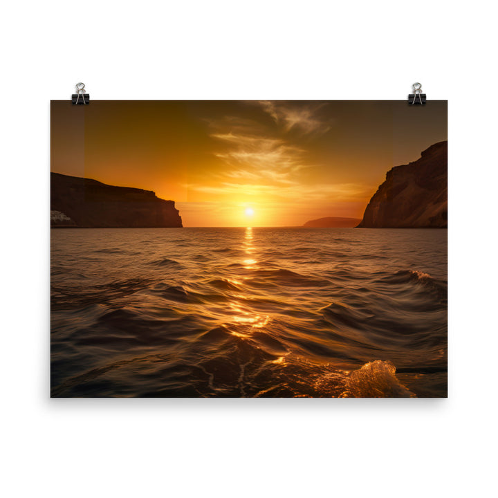 Golden Sunset over the Caldera photo paper poster - Posterfy.AI