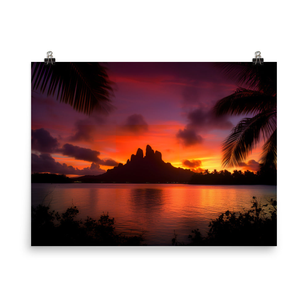 Tropical Sunset Splendor photo paper poster - Posterfy.AI