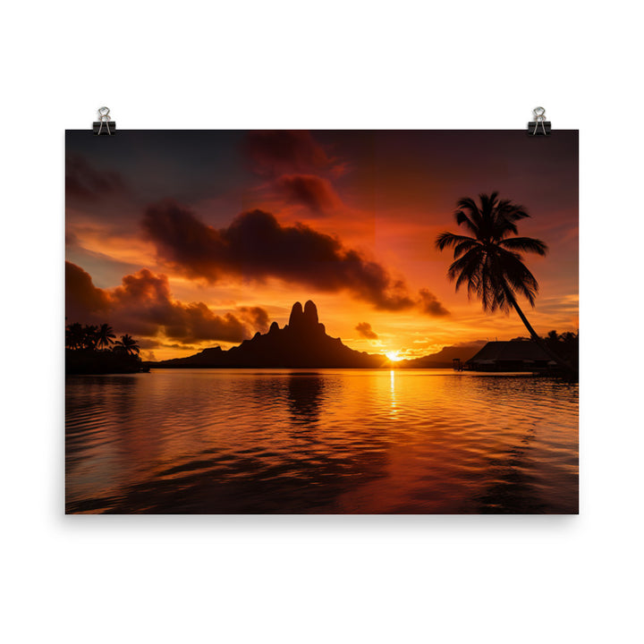 Tropical Sunset Splendor photo paper poster - Posterfy.AI