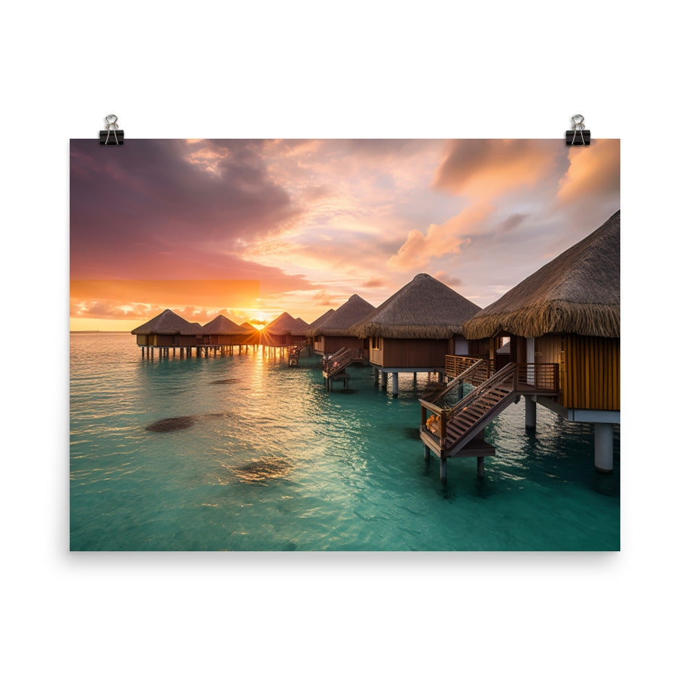 Overwater Bungalow Retreat photo paper poster - Posterfy.AI