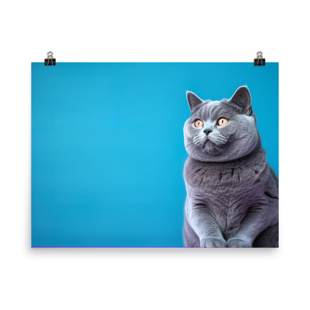 British Shorthair Cat Posing photo paper poster - Posterfy.AI