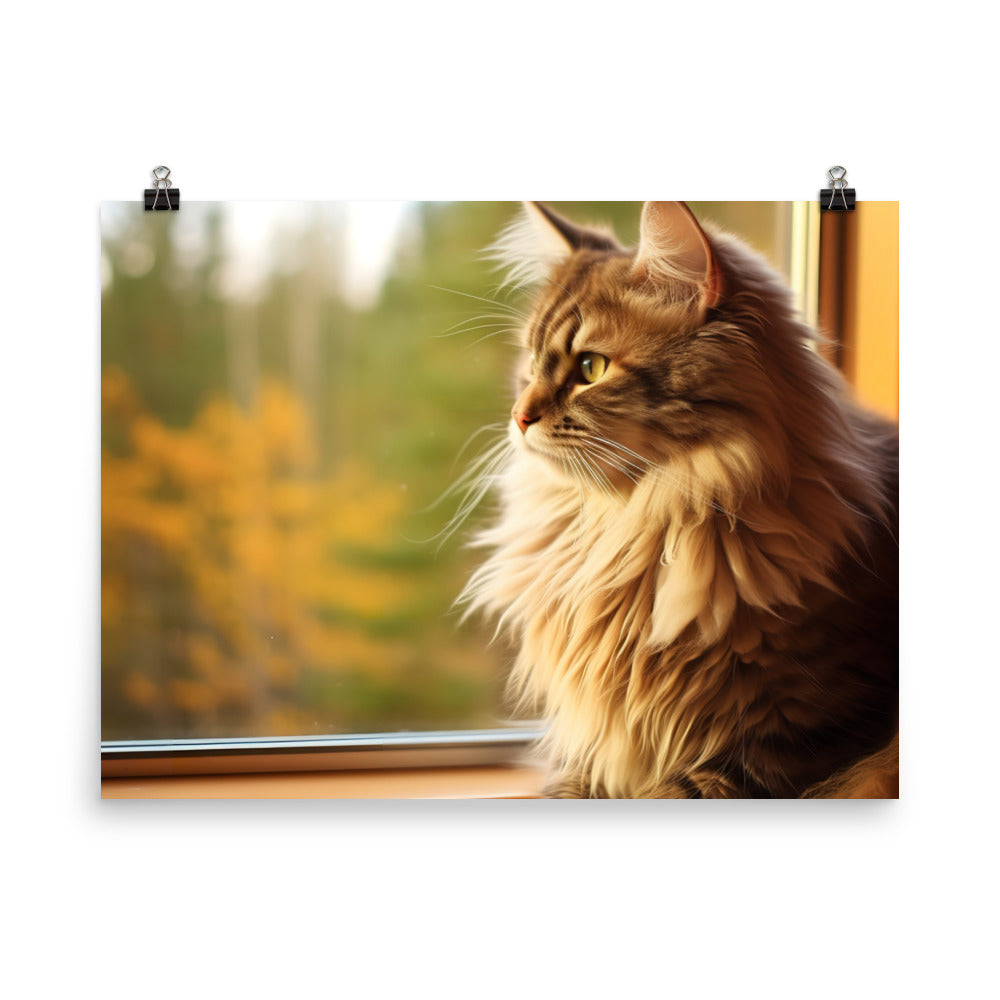 Majestic Norwegian Forest Cat photo paper poster - Posterfy.AI