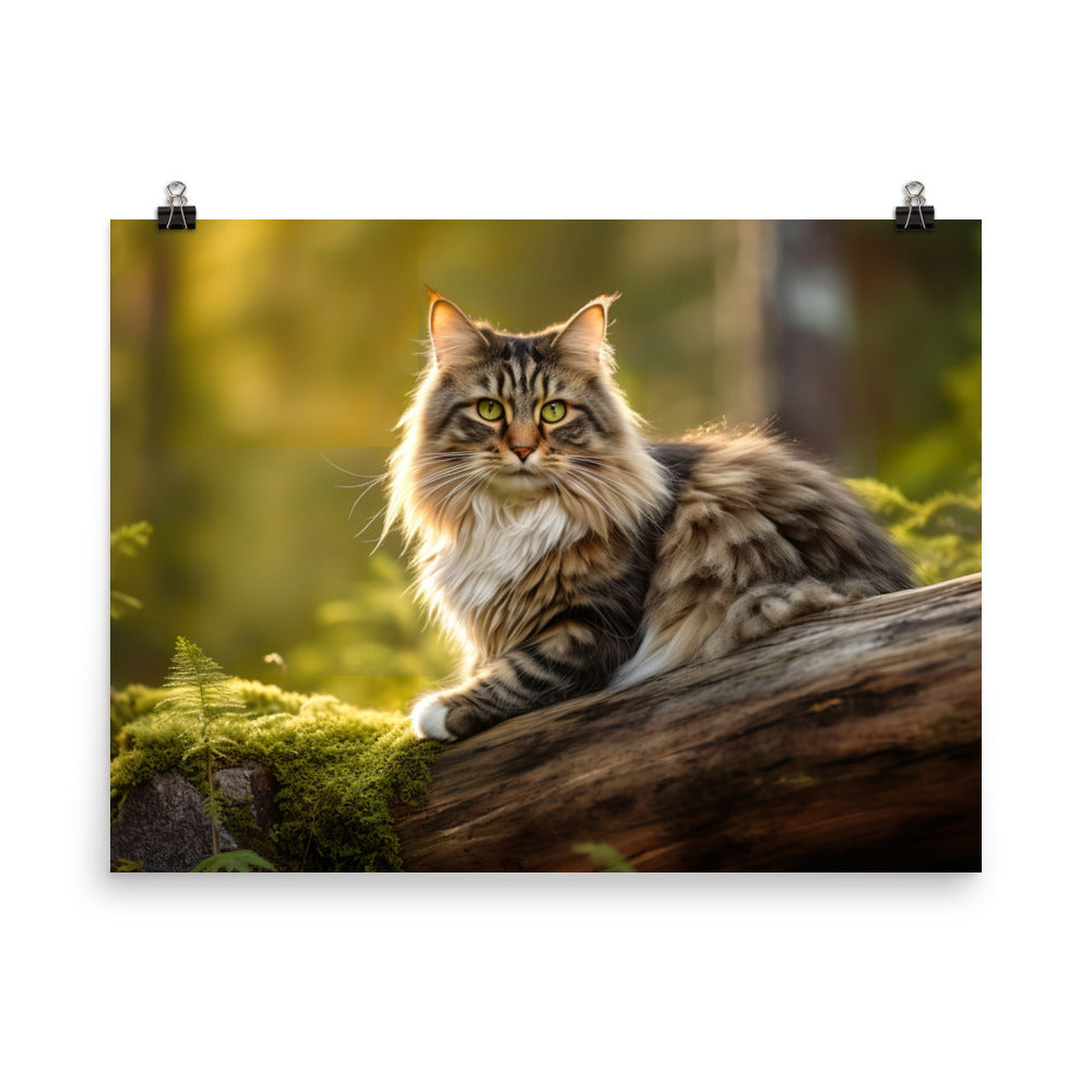 Graceful Norwegian Forest Cat photo paper poster - Posterfy.AI