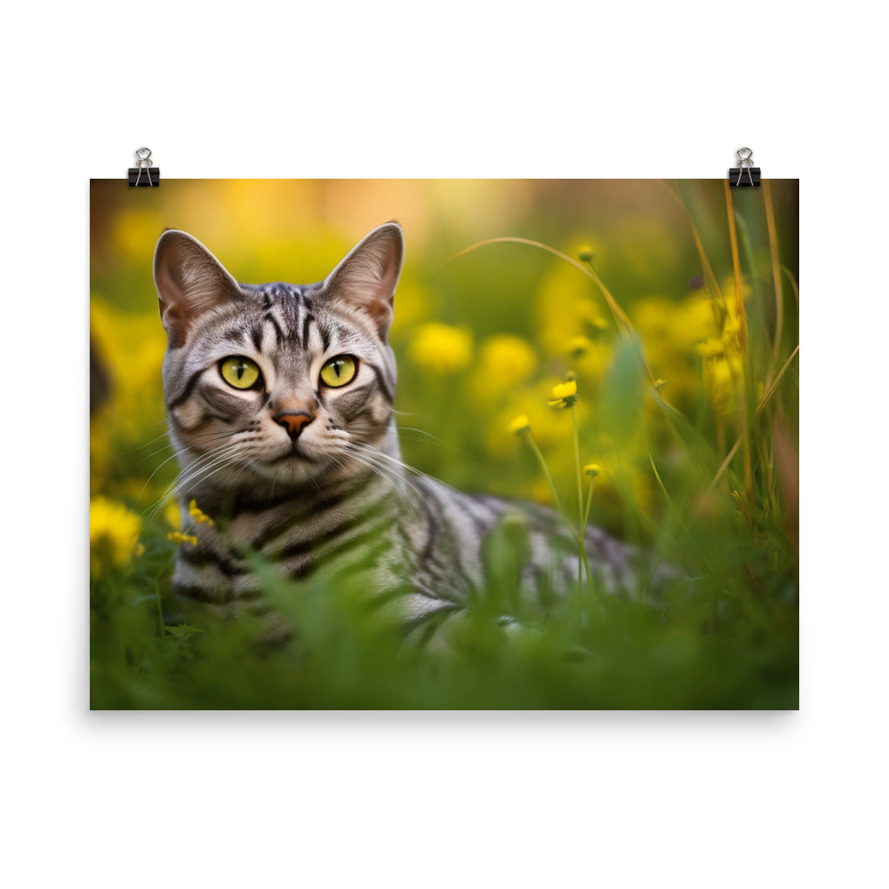 Serene Egyptian Mau in Nature photo paper poster - Posterfy.AI