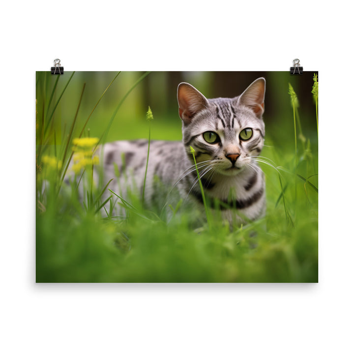 Serene Egyptian Mau in Nature photo paper poster - Posterfy.AI